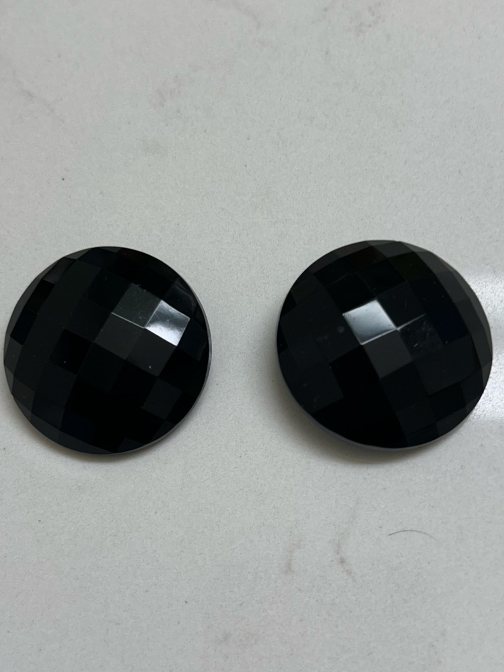 Black Faceted Round Statement Earrings